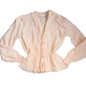 Vintage peach acrylic babydoll sweater with pearl buttons *flaw*